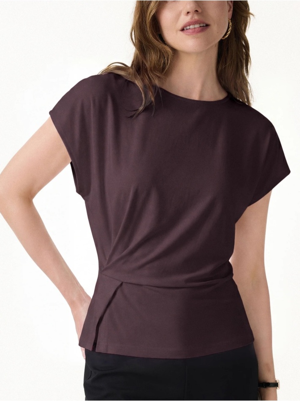 OGL | Ponte Cooling Ponte Relaxed Round Neck Tucked Top Purple Gloam | Small New